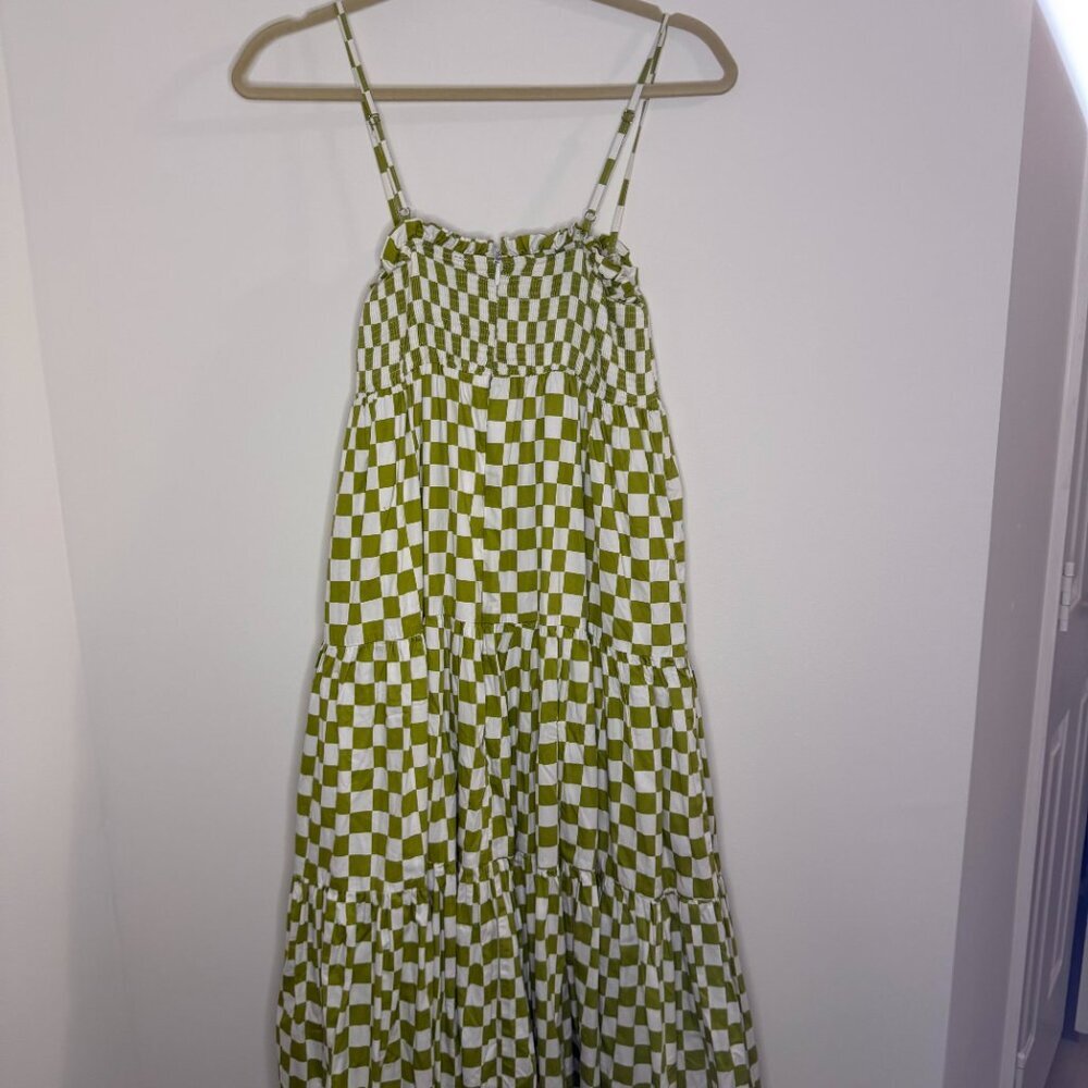 En Saison Gingham Smocked Tiered Midi Dress Summer - Medium - Picture 6 of 8